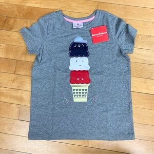 Hanna Andersson Get Appy Applique Tee Grey Short Sleeve Ice Cream 140 10Y